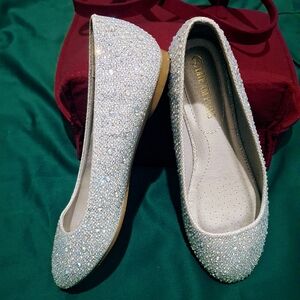 Dream Pairs Women's Rhinestone Ballet Flats In Silver Sz. 7.5